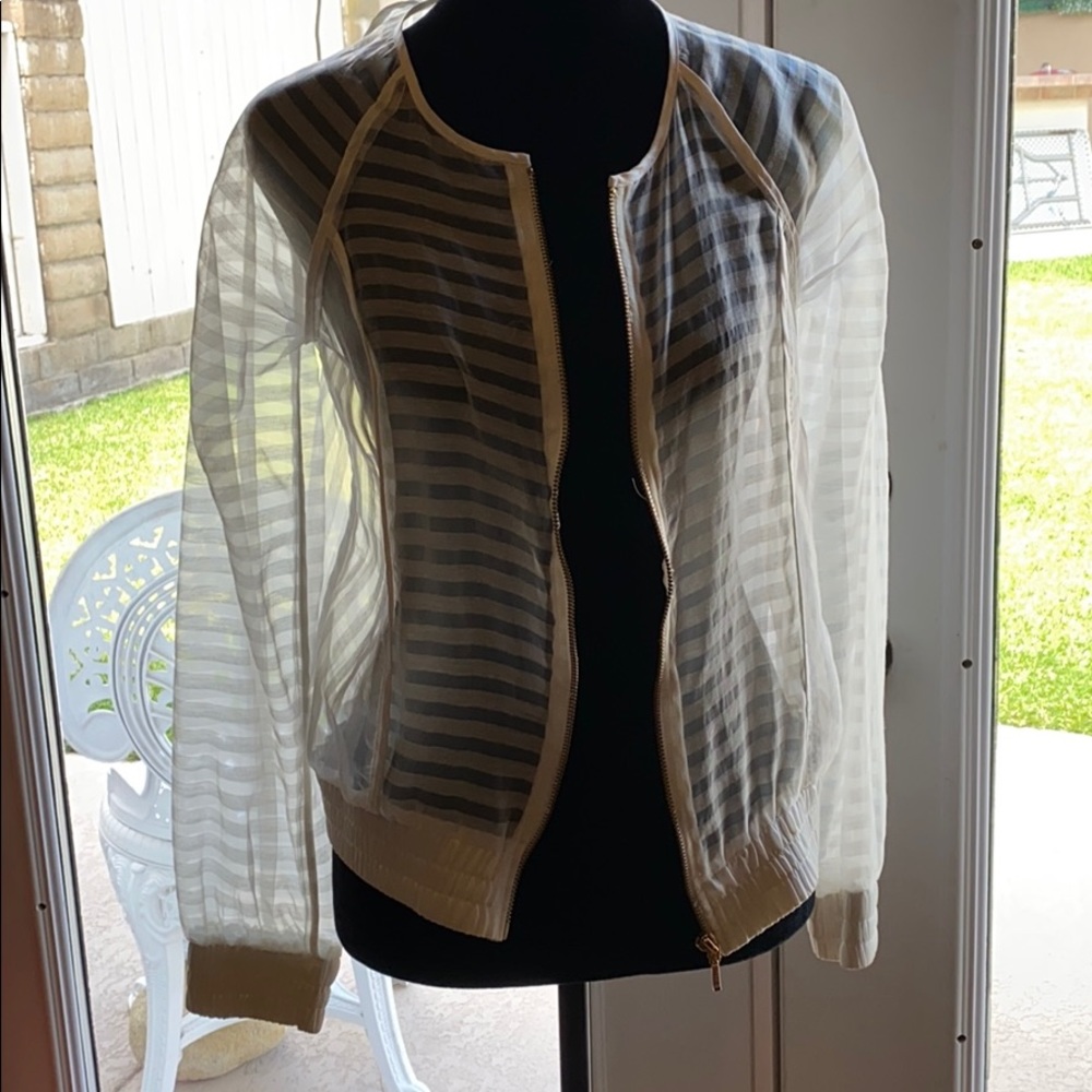Sheer white bomber jacket . Size XS